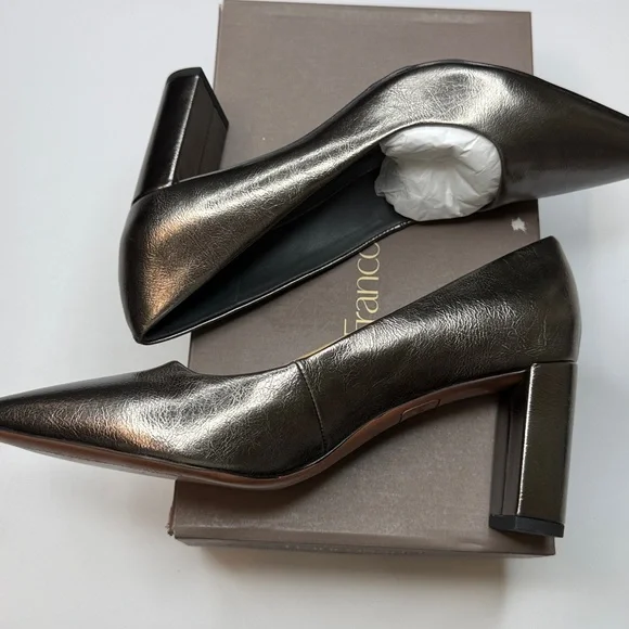 Franco Sarto Giovanna Pump- Pewter Metallic Faux Leather- Size 8.5M